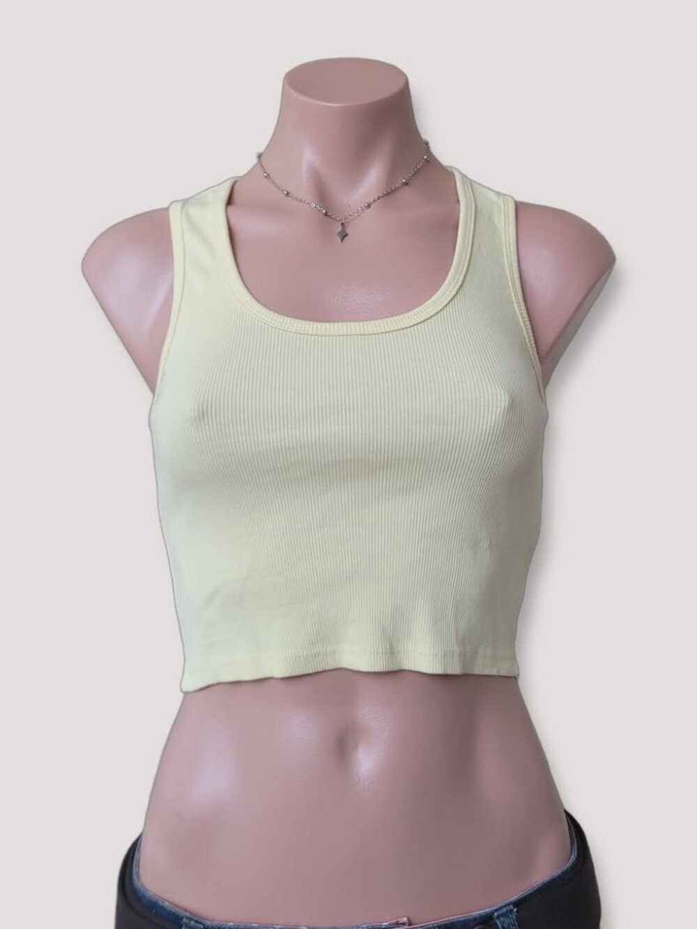 Streetwear Society Yellow Cropped Ribbed Tank Top Bodycon S